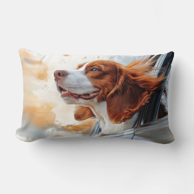 Cojín Lumbar Joyful Dog in Wind Art Print (Anverso)