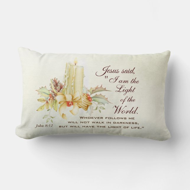 Cojín Lumbar Juan 8:12 Jesús dijo: Yo soy la Luz del Mundo (Anverso)