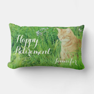 Cojín Lumbar Jubilación durmiendo ginger cat en una tarjeta de