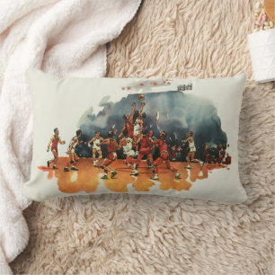 Cojín Lumbar Juego de baloncesto deportivo vintage, jugadores d