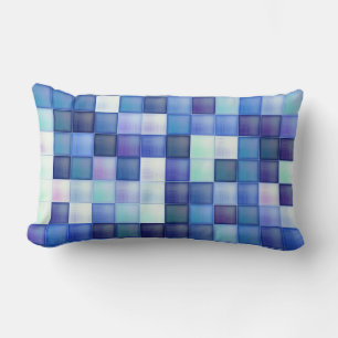 Cojín Lumbar Juego de video Pixels Blue Square Pattern