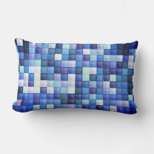 Cojín Lumbar Juego de video Pixels Blue Square Pattern