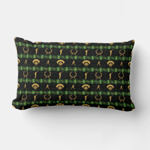 Cojín Lumbar Jugador de béisbol de Navidad - Verificación verde
