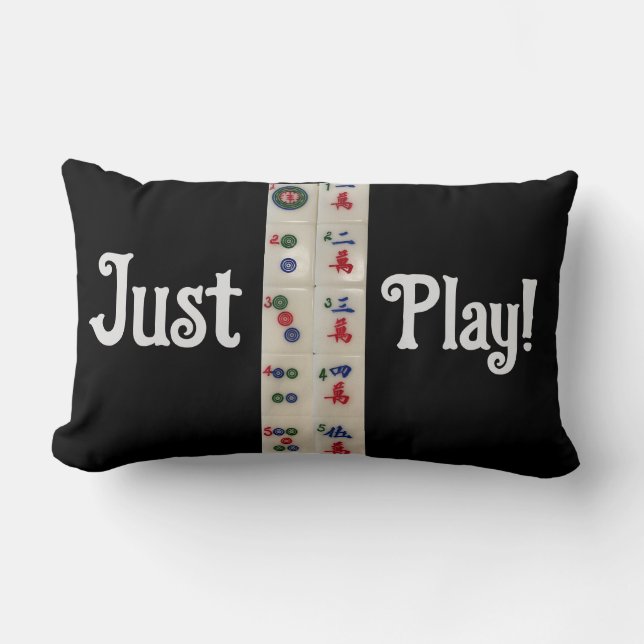 Cojín Lumbar Jugar a las baldosas de Pillow Mahjong (Anverso)