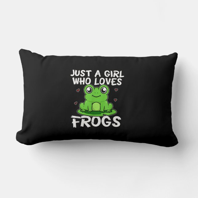 Cojín Lumbar Just A Girl Who Loves Frogs | Cute Green Frog Gift (Anverso)