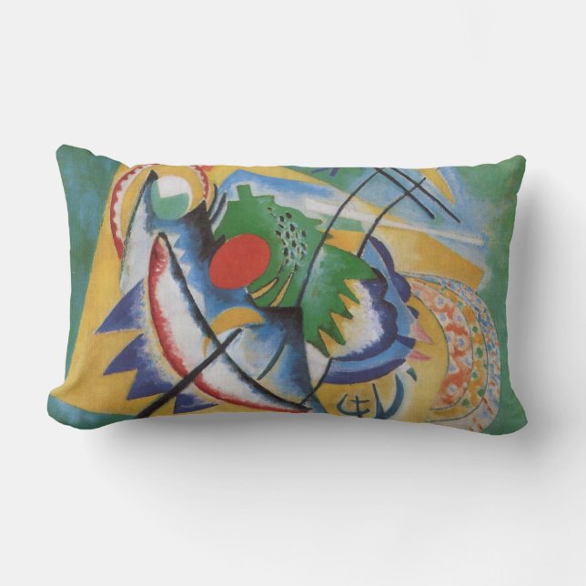Cojín Lumbar Kandinsky Abstract 'Oval Red' Green Yellow (Anverso)