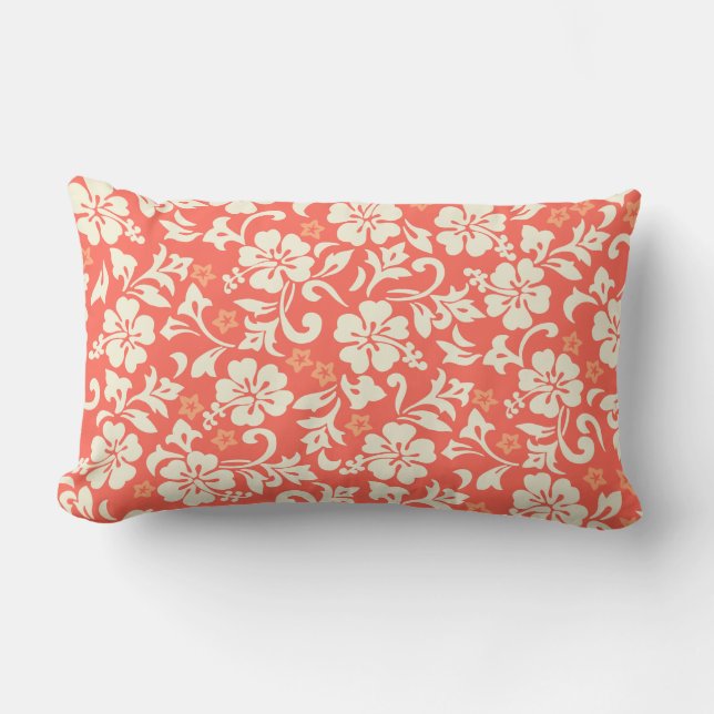 Cojín Lumbar Kapalua Pareau Hawaiian Hibiscus Reversible Stripe (Anverso)