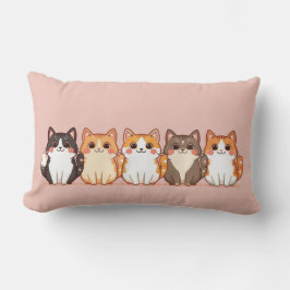 Cojín Lumbar Kawaii Cutie Kitty Crew | Acogedora Mamá Gata Rosa