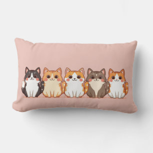 Cojín Lumbar Kawaii Cutie Kitty Crew Acogedora Mamá Gata Rosa