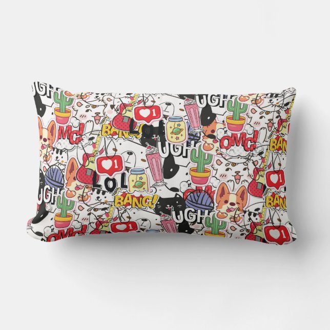 Cojín Lumbar kawaii funny pet design - cute animal lover  (Anverso)