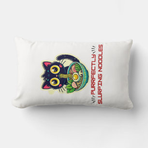 Cojín Lumbar Kawaii Ramen Gato Negro Ama A Los Japoneses