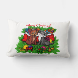 Cojín Lumbar Kitty and Puppy , Happy XMas