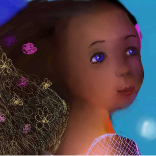 Cojín Lumbar Kitty con pájaro y abstracto