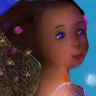 Cojín Lumbar Kitty con pájaro y abstracto