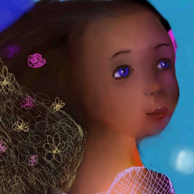 Cojín Lumbar Kitty con pájaro y abstracto (Subido por el creador)