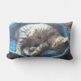 Cojín Lumbar Kitty se toma la siesta, el gato del tigre de Tabb