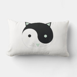 Cojín Lumbar Kitty Yin Yang con Mint Green, Black and White