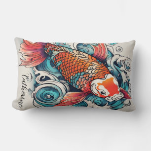 Cojín Lumbar Koi Fish, hermosa carpa japonesa, personalizada