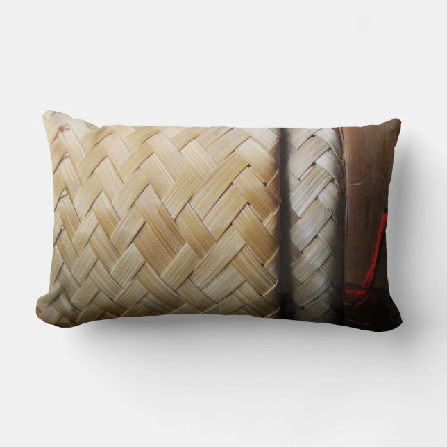 Cojín Lumbar Kratip Thai Lao Isan Cesta de Arroz de Bamboo (Anverso)