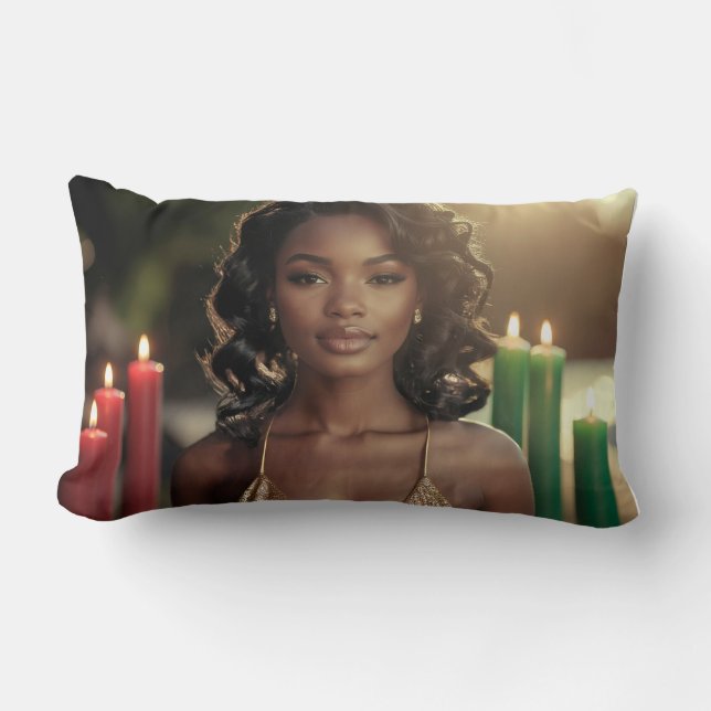 COJÍN LUMBAR KWANZAA - FELIZ KWANZAA -  (Anverso)