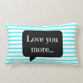 Cojín Lumbar La aguamarina elegante/las rayas blancas, le ama