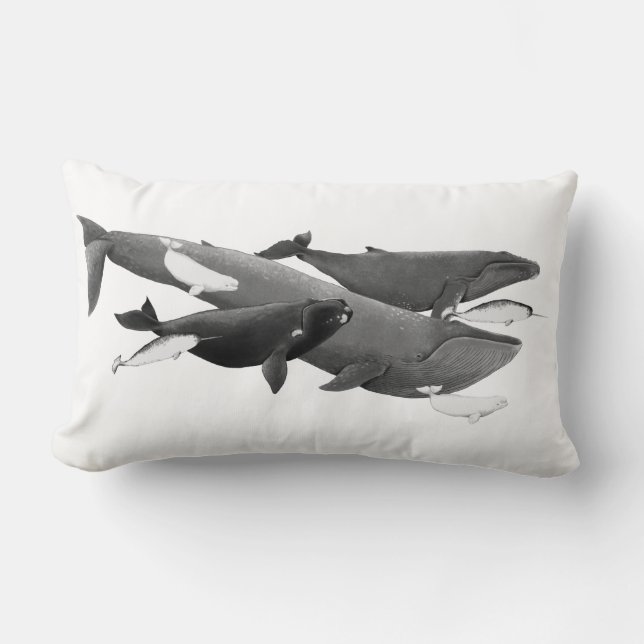 Cojín Lumbar La Ballena De Ilustracion De Ballenas (Anverso)