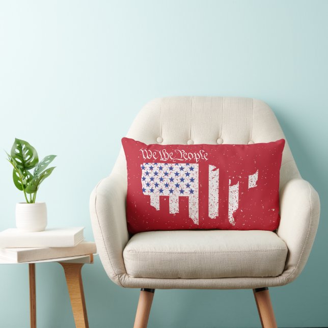 Cojín Lumbar La bandera estadounidense de la paz nosotros, los  (Silla)