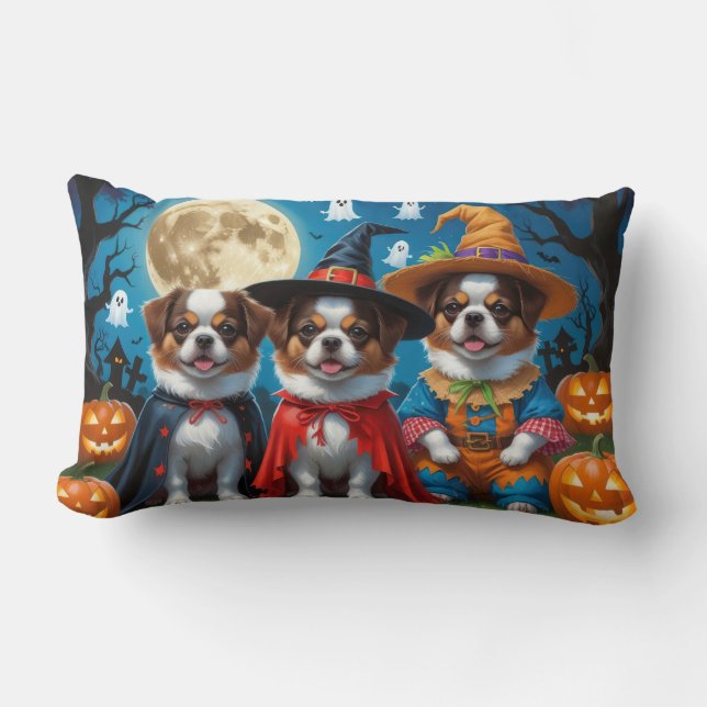 Cojín Lumbar La calabaza de perros chinos japoneses Halloween e (Anverso)