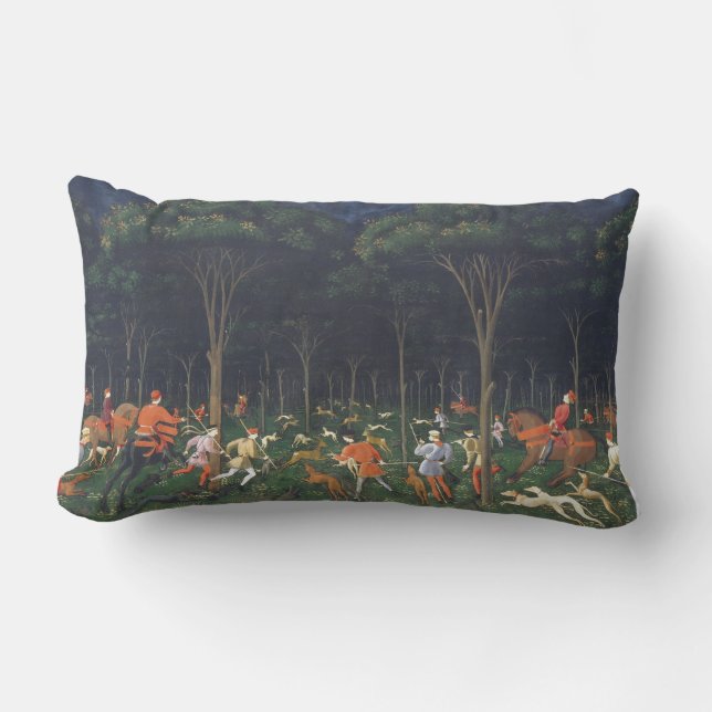 Cojín Lumbar La caza en el bosque (por Paolo Uccello) (Anverso)