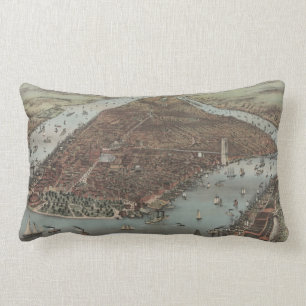 Cojín Lumbar La ciudad de Nueva York el 1883 (litografía de