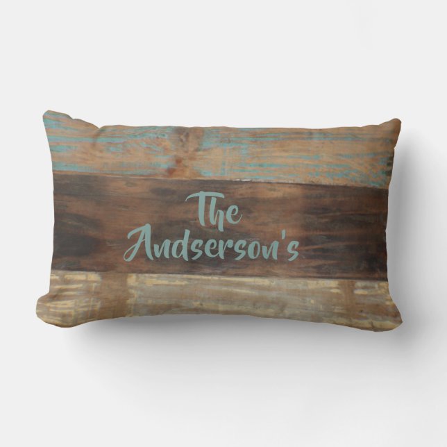 Cojín Lumbar La falsa madera apenada, añade la fecha del est (Anverso)