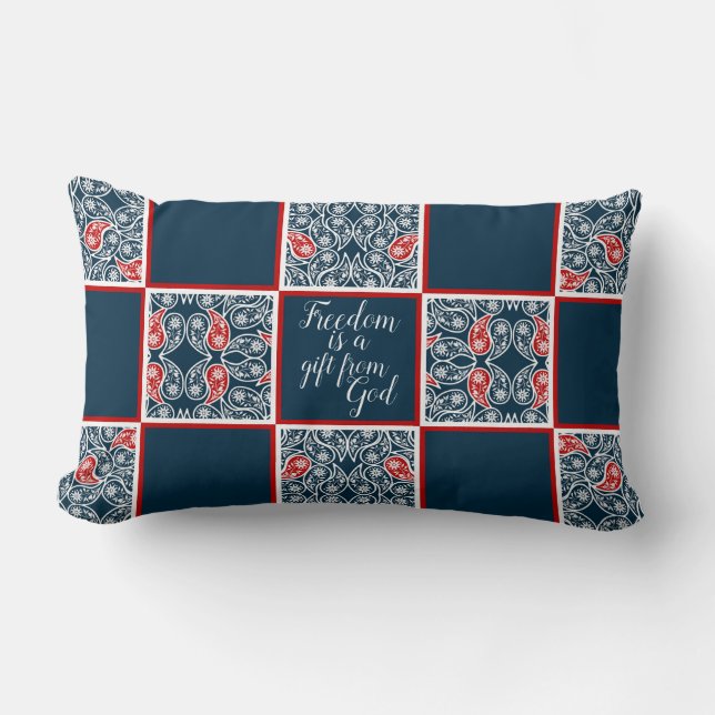 Cojín Lumbar "La libertad es un regalo de Dios" Paisley Pillow (Anverso)