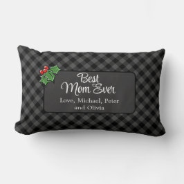 Cojín Lumbar La mejor mamá siempre Navidad la clásica gris Plai