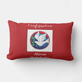 Cojín Lumbar La paloma colorida de la confirmación sobre fondo 