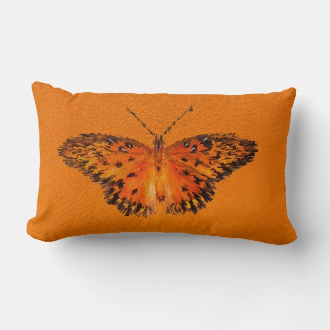 Cojín Lumbar La pasión mariposa bellas alas en el naranja (Anverso)