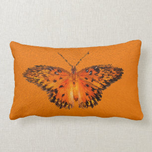 Cojín Lumbar La pasión mariposa bellas alas en el naranja