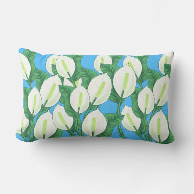 Cojín Lumbar La paz blanca se esconde en un fondo azul pálido (Anverso)