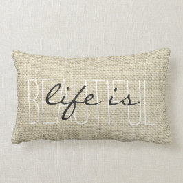 Cojín Lumbar "La vida es bella" Linen Personalizado