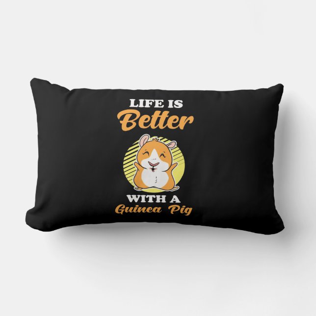 Cojín Lumbar La vida es mejor con un cerdo guineano (Anverso)