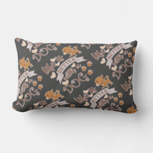 Cojín Lumbar La vida es mejor con una frase de perro chihuahua