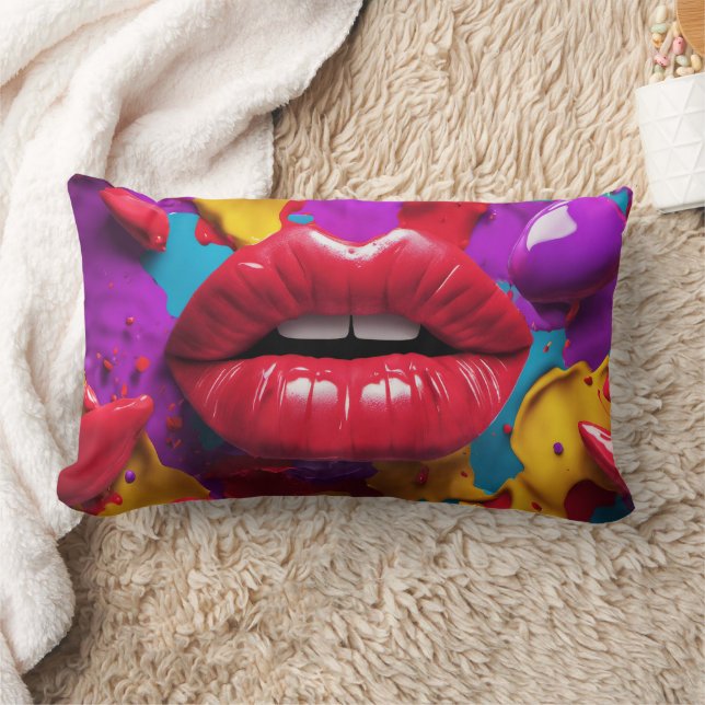 Cojín Lumbar Labios 3D Abstracto - (Manta)