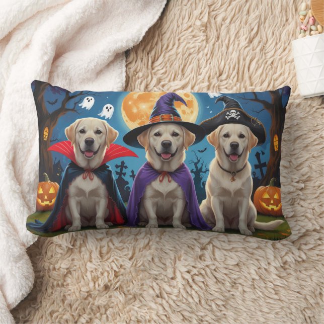 Cojín Lumbar Labrador perros calabaza Halloween es gracioso (Manta)
