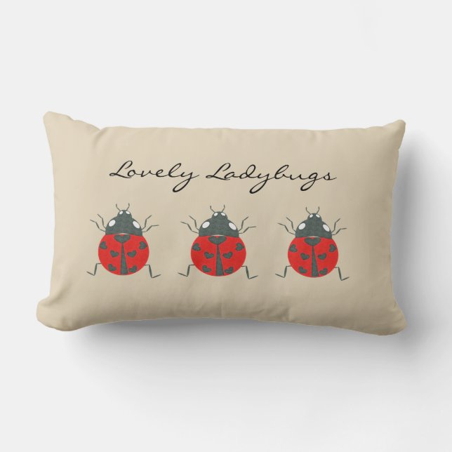 Cojín Lumbar Ladybugs | Encantador trío de Ladybugs Pillow Lumb (Anverso)