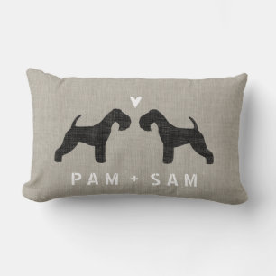 Cojín Lumbar Lakeland Terrier Silhouettes Love - Personalice