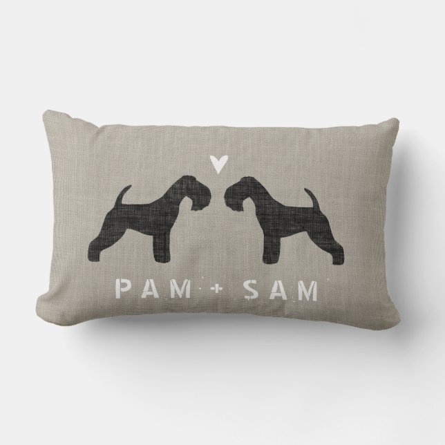 Cojín Lumbar Lakeland Terrier Silhouettes Love - Personalice (Anverso)