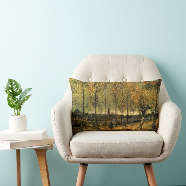 Cojín Lumbar Lane con álamos de Vincent van Gogh (Silla)