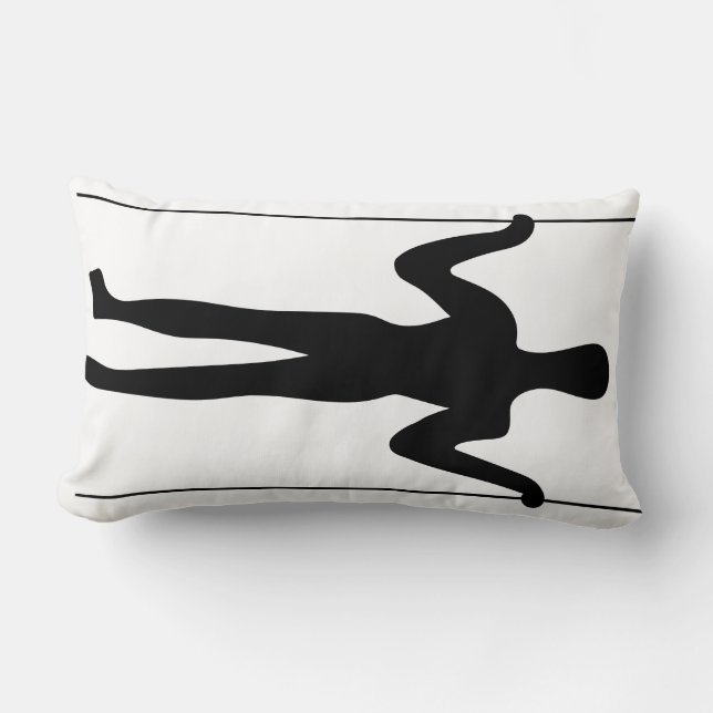 Cojín Lumbar Largo hombre blanco y negro: arte geoglífico antig (Anverso)