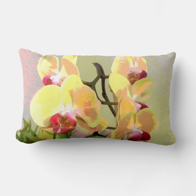 Cojín Lumbar Las orquídeas amarillas al sol de la tarde (Anverso)