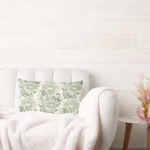 Cojín Lumbar Las peonias y las mariposas bloquean la impresión,