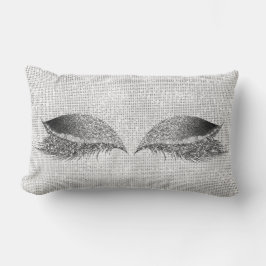 Cojín Lumbar Latidos de maquillaje gris negro Purpurina de secu